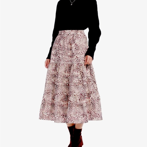 Sea New York Calla Cheetah Print Cotton Midi Skirt Size XL - Picture 1 of 10